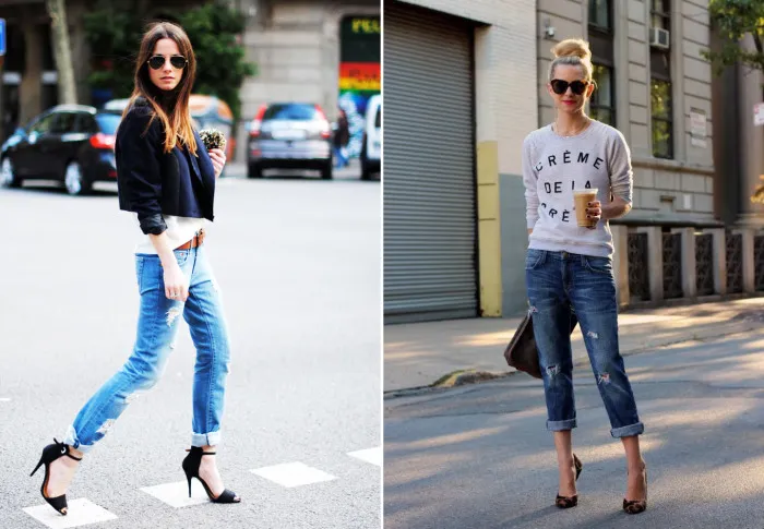 Подвернутые джинсы женские