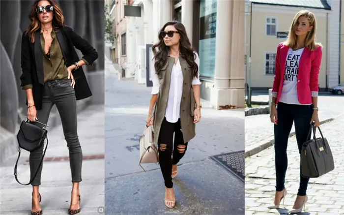 Черные джинсы и деловой стиль одежды