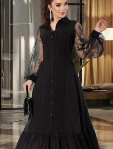 Летнее длинное черное прозрачное платье