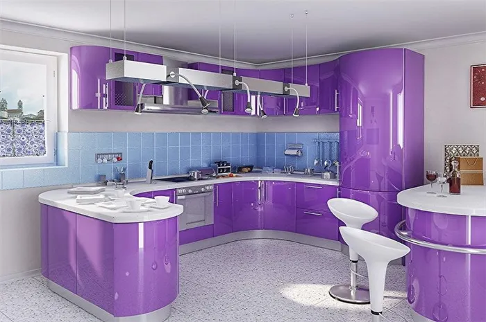 Какой фиолетовый сочетается с каким цветом - дизайн кухни