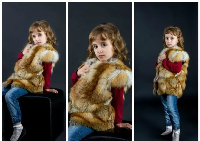 子供用の毛皮のジャケットのモデル：写真