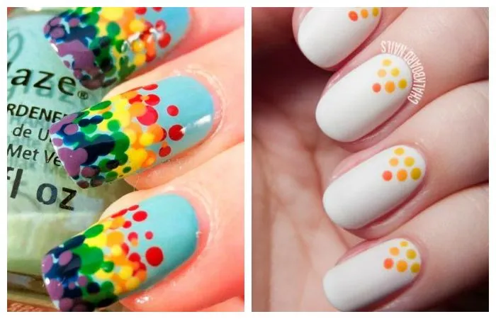 Разноцветный дизайн ногтей бисером для начинающих, фото