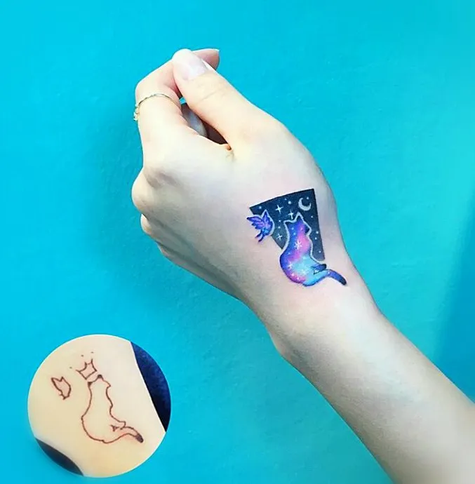 Мини-татуировка руки, татуировка пространства печати