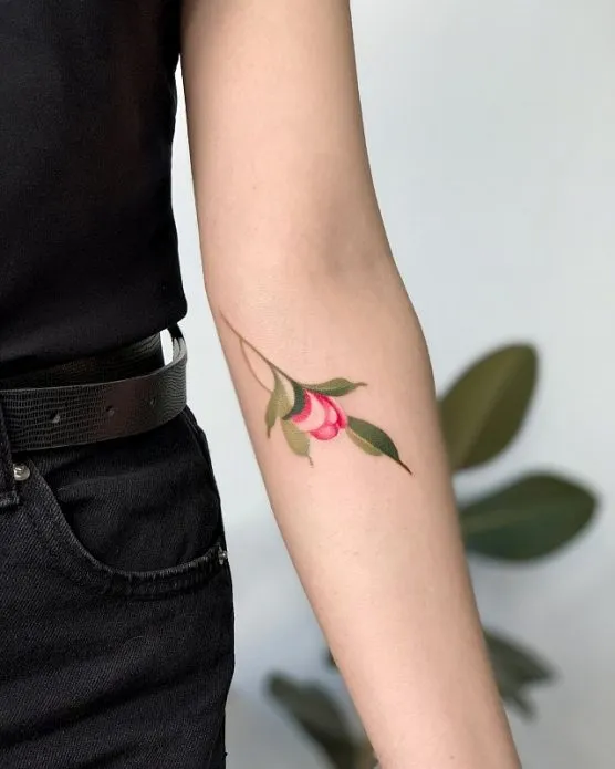 Тонкая цветная татуировка на руке, цветочная татуировка для девочек