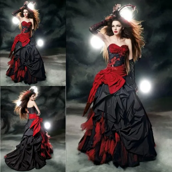 Красно-черное свадебное платье