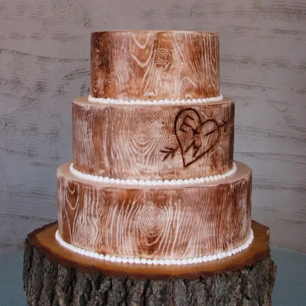 Фото подарка на деревянную годовщину свадьбы - торт в виде среза