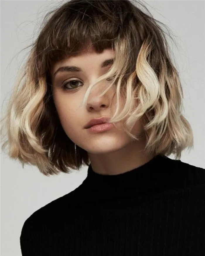 Модное окрашивание волос 2021 на короткие волосы для брюнеток