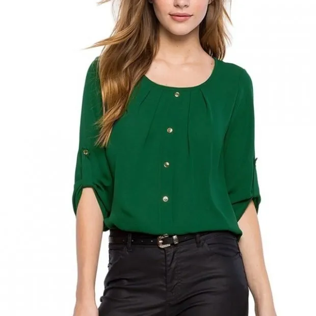 зеленая шифоновая блуза