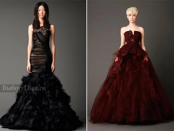 Черное и бордовое свадебное платье