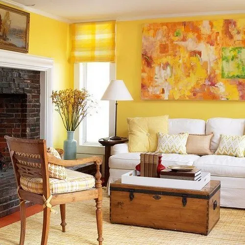 Дизайн гостиной в желтом цвете