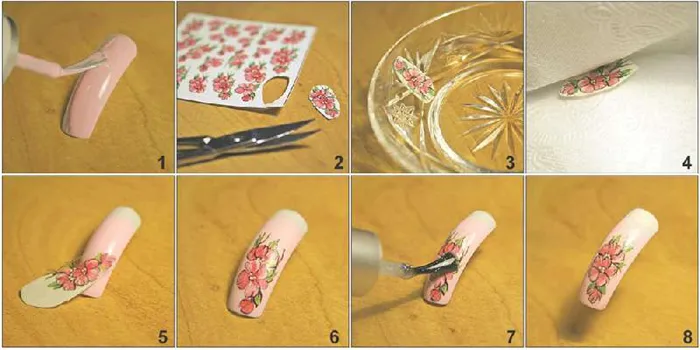 как клеить наклейки на ногти
