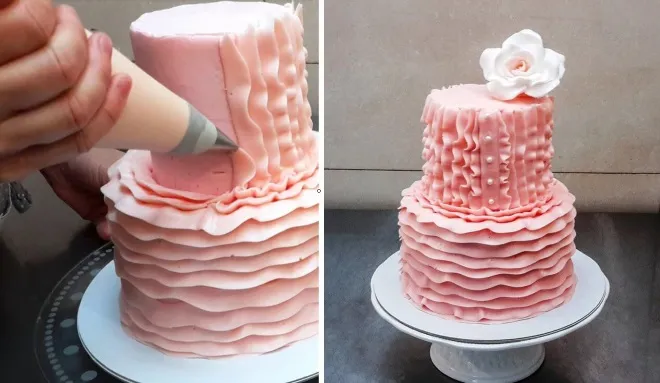 Как украсить торт кремом 13