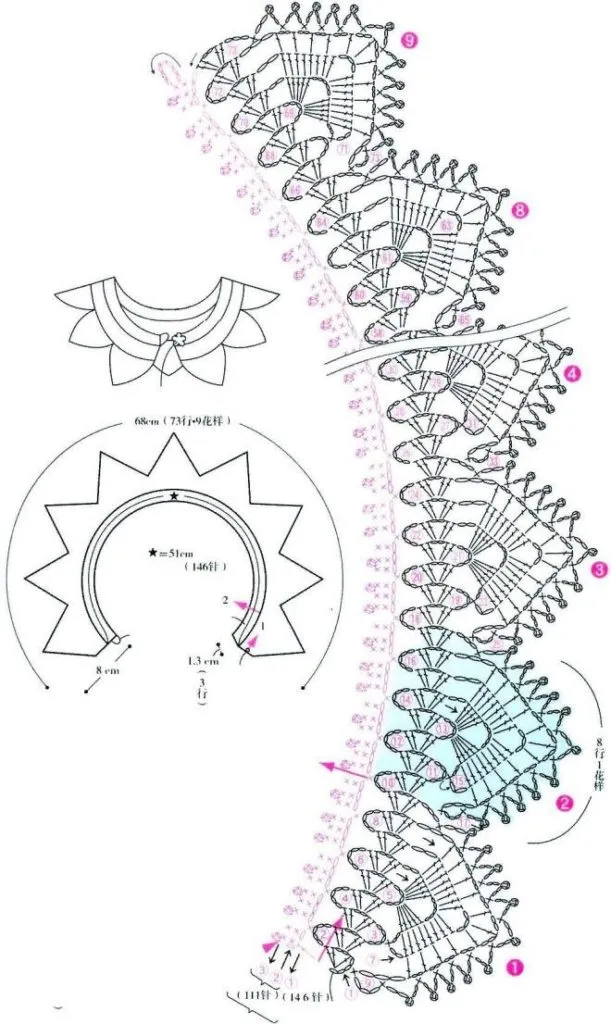 Ажурный воротничок крючком схема