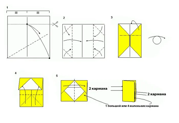 Схема сборки оригами визитницы