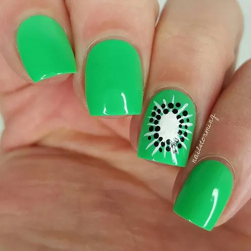 Green Kiwi Nail Design
