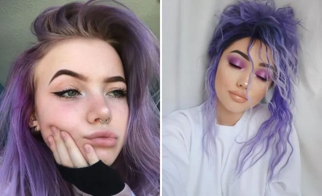 макияж под фиолетовые волосы