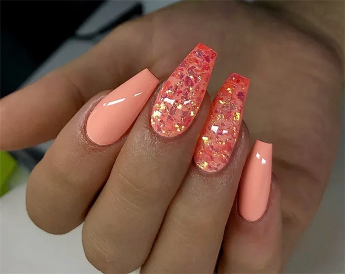 Маникюр персикового цвета идеи дизайна ногтей
