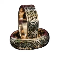 Купить Славянские обручальные кольца с орнаментом Алатырь и Цветок папоротника
