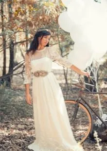 Свадебное ретро платье с палантином