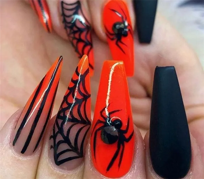 Маникюр на Хэллоуин: фото идеи на короткие и длинные ногти