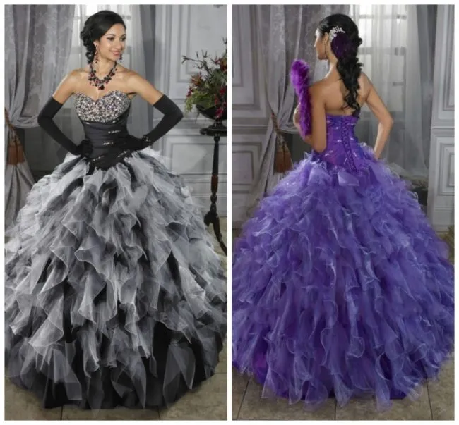 Черное и фиолетовое бальные платья