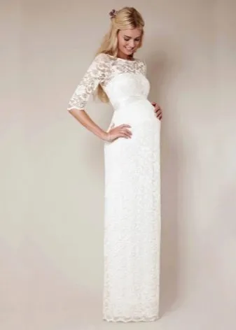 Длинное свадебное платье футляр для беременных