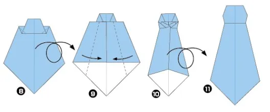 Как сложить галстук для костюма Незнайки из бумаги, завершающий этап