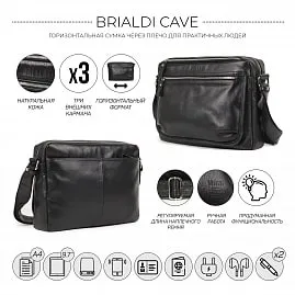 Горизонтальная сумка через плечо BRIALDI Cave (Каве) relief black - вид 2