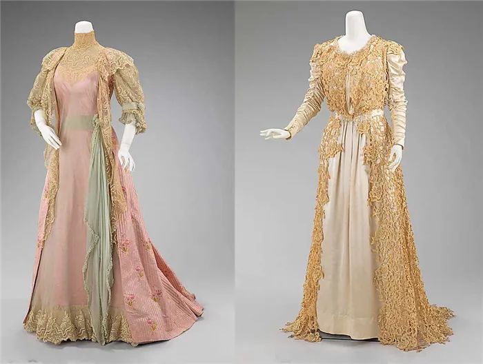 Золотистые платья 1901 и 1907 годов