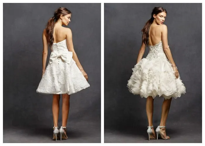 Короткое свадебное платье средней длины