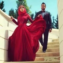Мусульманское красное свадебное платье