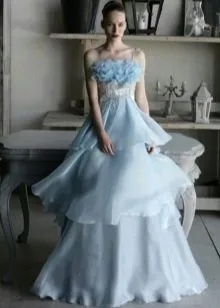 Голубое свадебное летнее платье