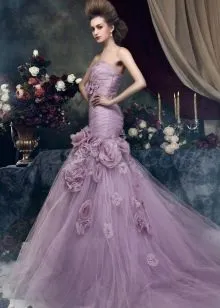 Фиолетовое летнее свадебное платье
