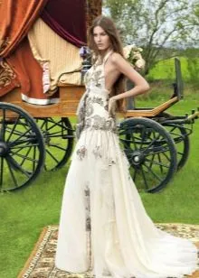 Летнее свадебное платье бохо с открытой спиной