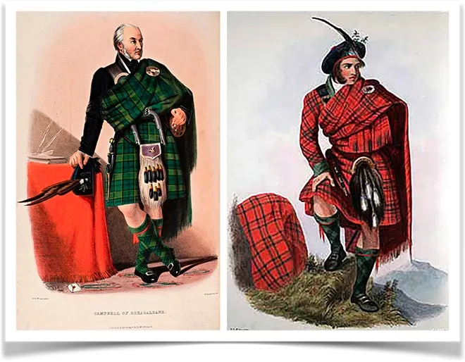 Знатные горцы Шотландии в национальных одеждах