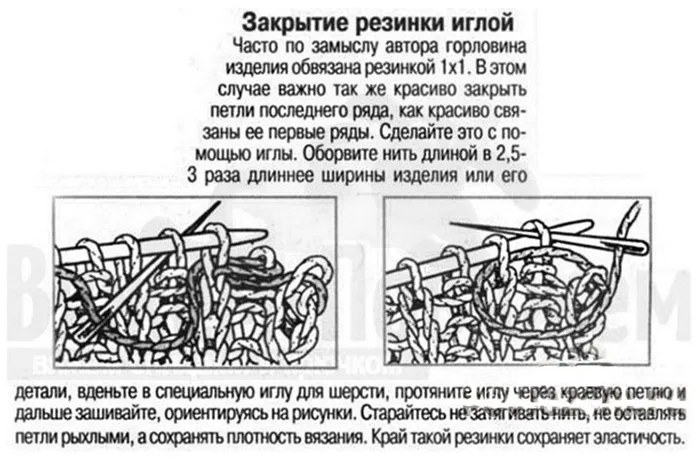 Закрытие резинки иглой