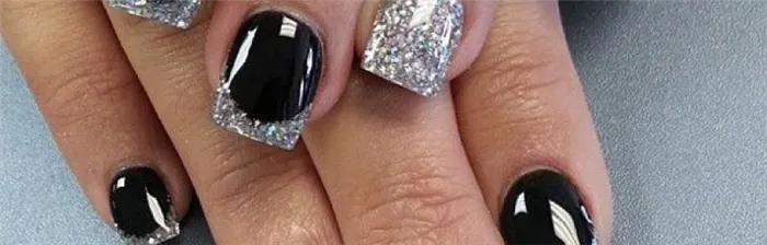 Дизайн ногтей черный с серебром