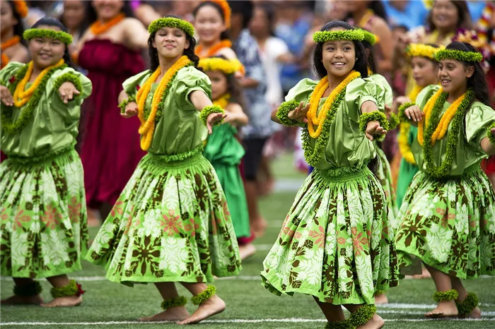 Конечно, настоящие гавайцы не носили цветных рубашек — скорее, их костюмы были вот такими