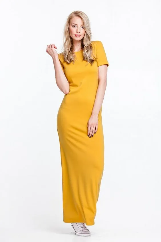желтое платье футляр фото